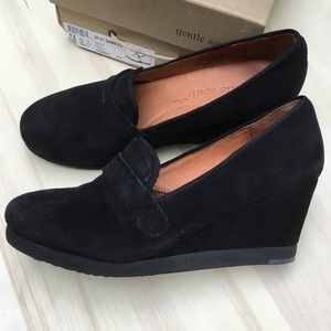 Gentle Souls black suede wedges. Size 7.5